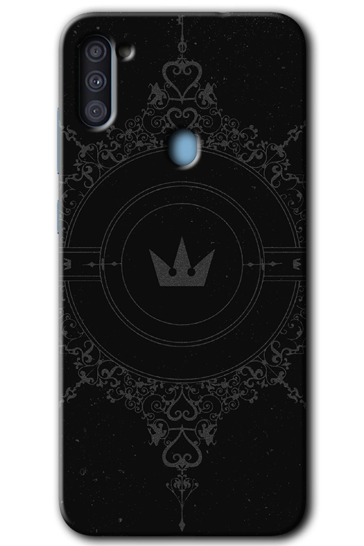 Galaxy A11 Kılıf HD Desen Baskılı Arka Kapak - Siyah Mandala 1 