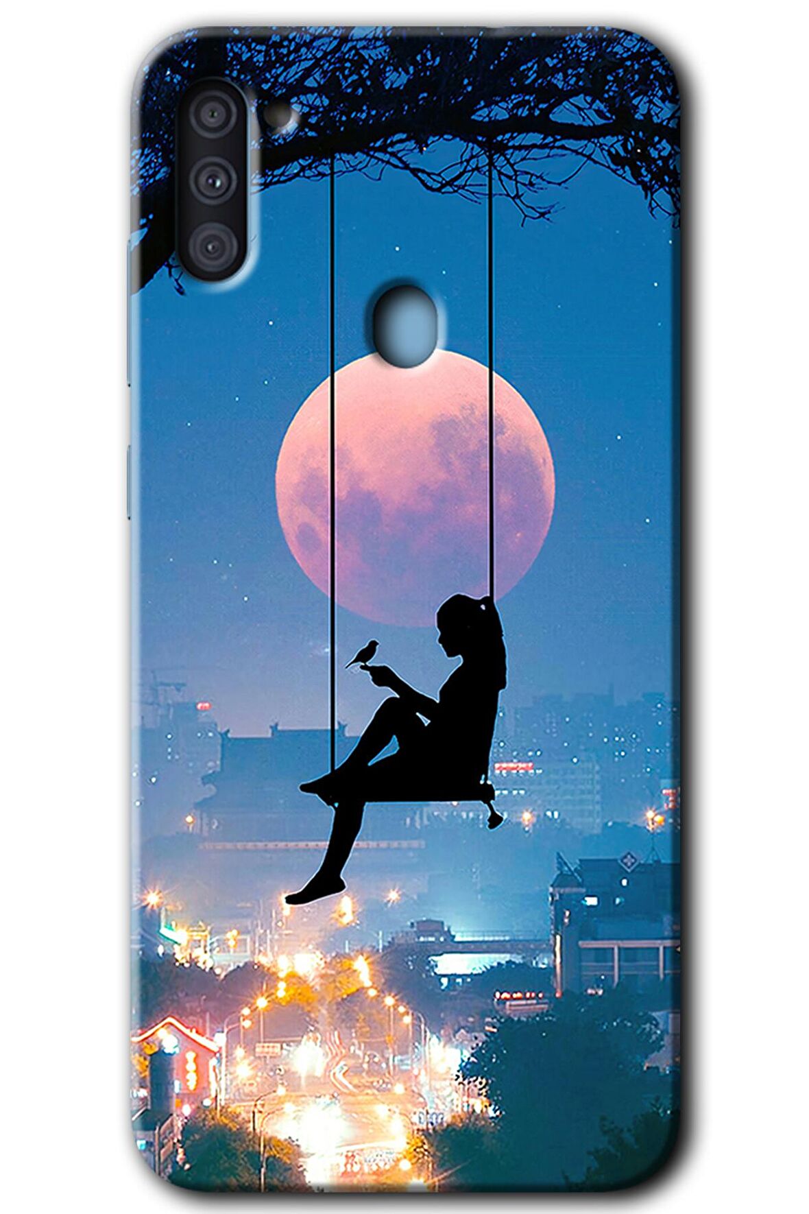 Galaxy A11 Kılıf HD Desen Baskılı Arka Kapak - Yalnız Kadın 