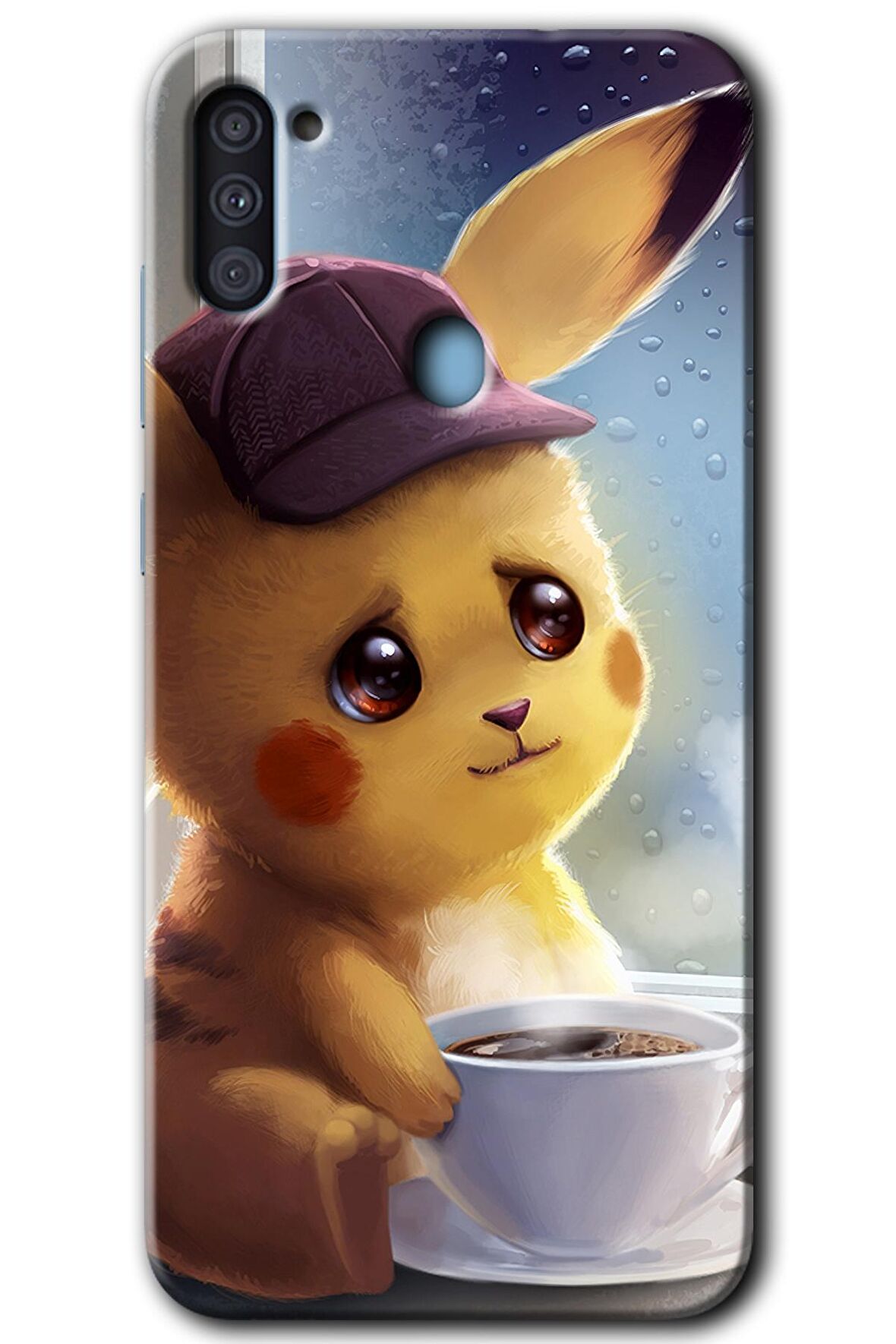 Galaxy A11 Kılıf HD Desen Baskılı Arka Kapak - Üzgün Pikaçu 
