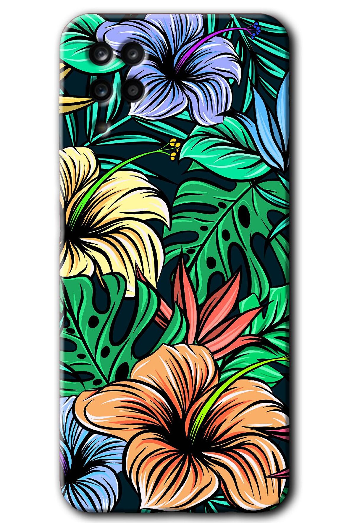 Galaxy A12 Kılıf HD Desen Baskılı Arka Kapak - Hibiscus Flowers 
