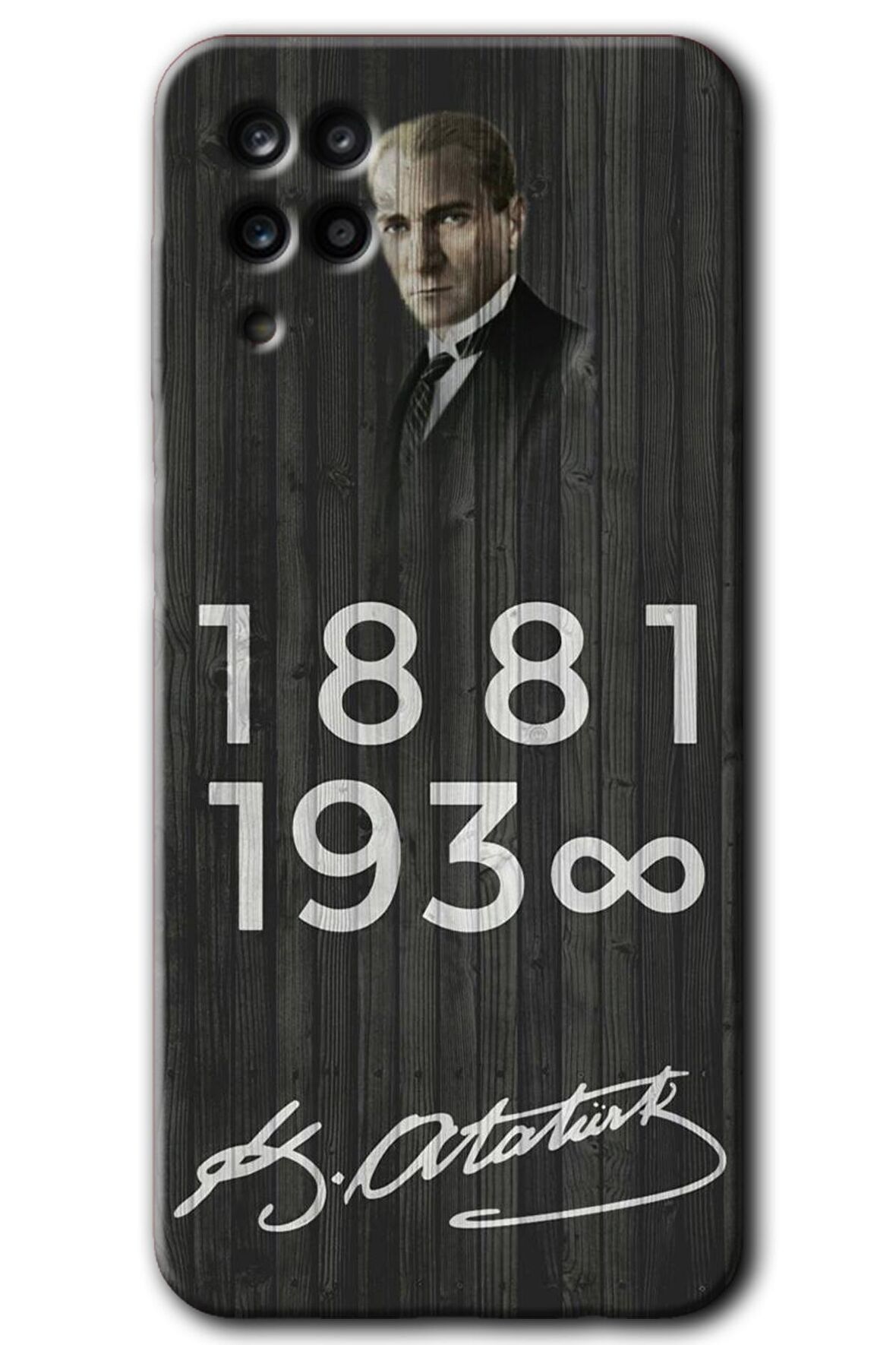 Galaxy A12 Kılıf HD Desen Baskılı Arka Kapak - Atatürk Ahşap İmza 
