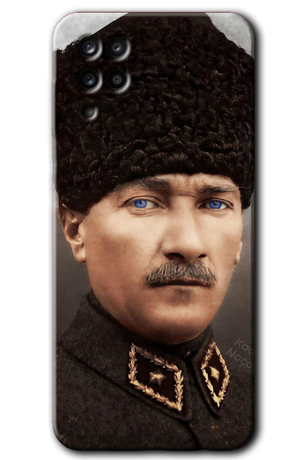 Galaxy A12 Kılıf HD Desen Baskılı Arka Kapak - Başkomutan Atatürk 