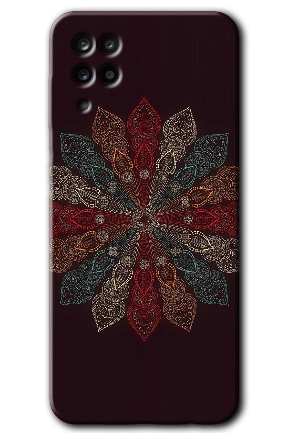 Galaxy A12 Kılıf HD Desen Baskılı Arka Kapak - Mandala Flower Wal 