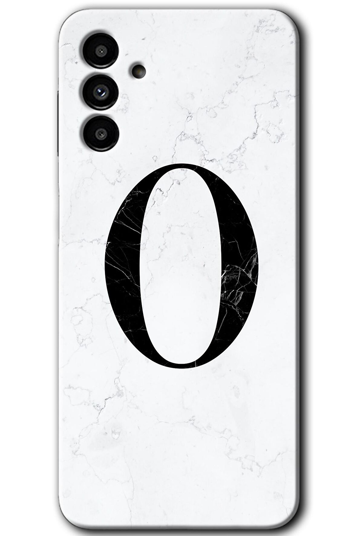 Galaxy A13 5G Kılıf HD Desen Baskılı Arka Kapak - Beyaz Mermer Desenli O Harfi 