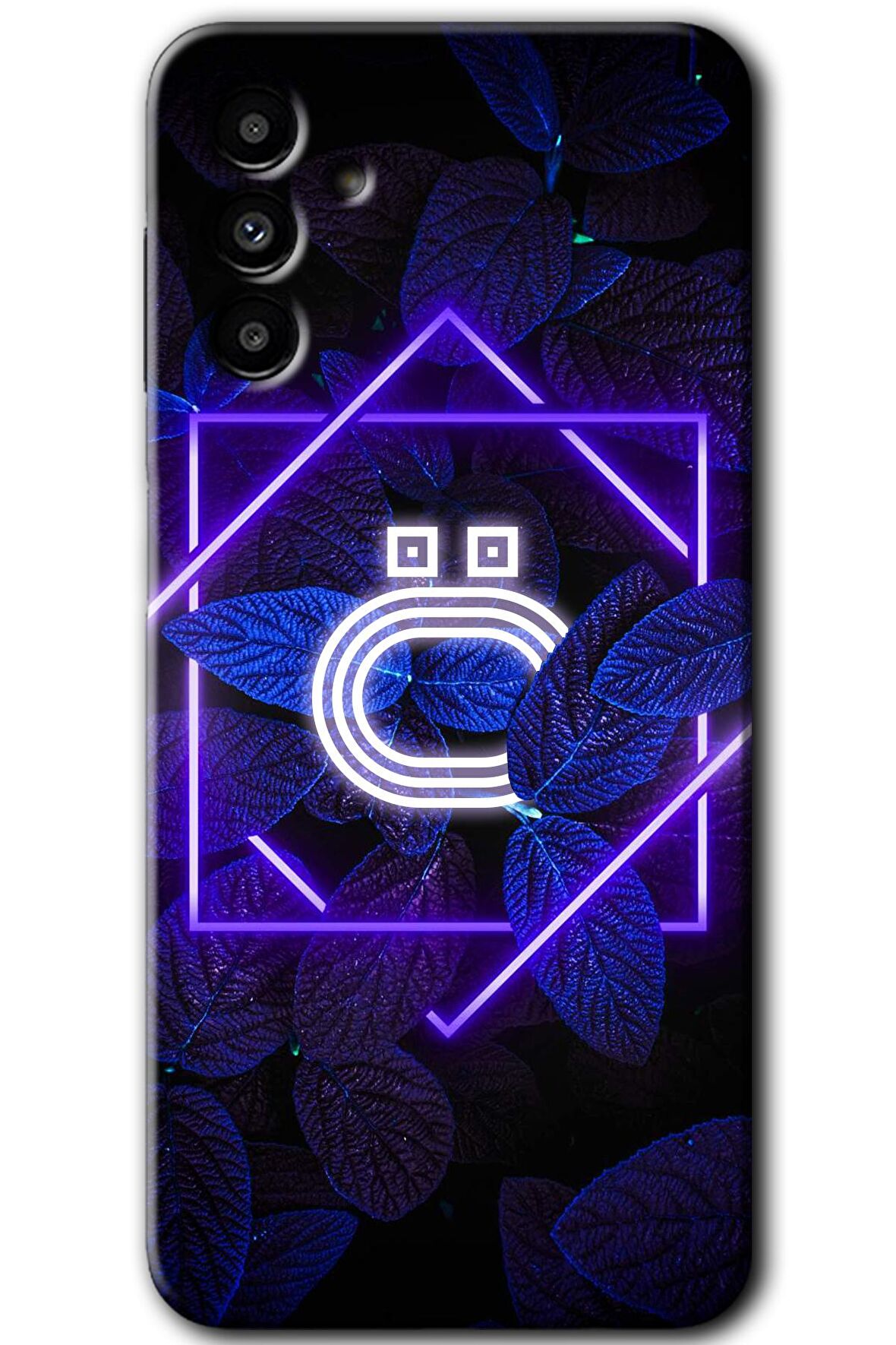 Galaxy A13 5G Kılıf HD Desen Baskılı Arka Kapak - Dark Neon Yaprak Ö Harfi 