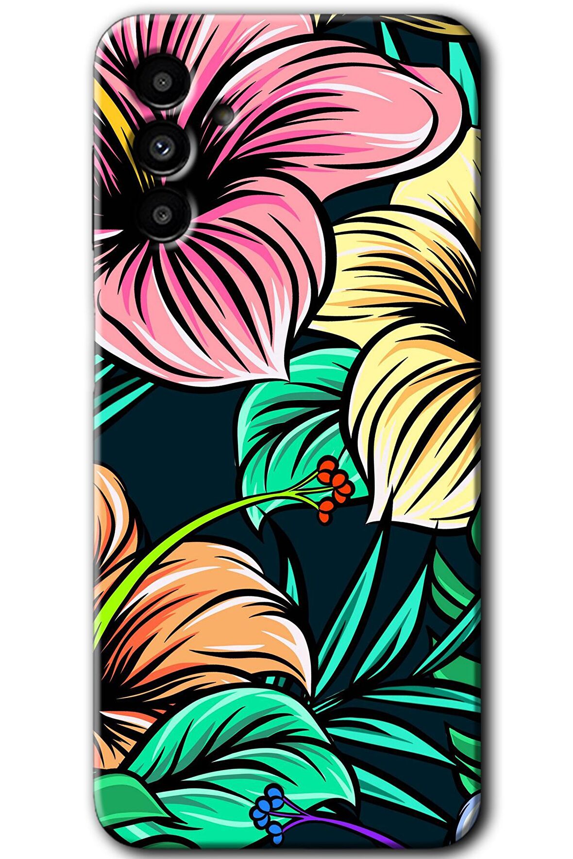 Galaxy A13 5G Kılıf HD Desen Baskılı Arka Kapak - Çizim Çiçekler 