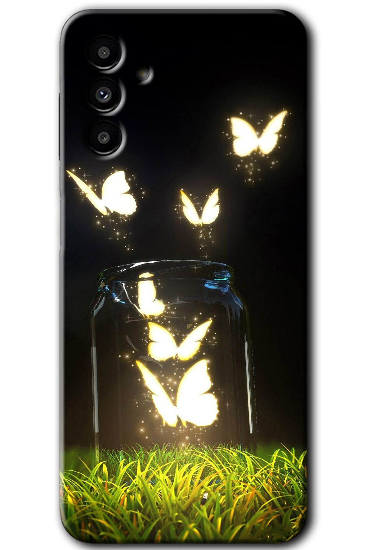 Galaxy A13 5G Kılıf HD Desen Baskılı Arka Kapak - Işıklı Kelebekler 