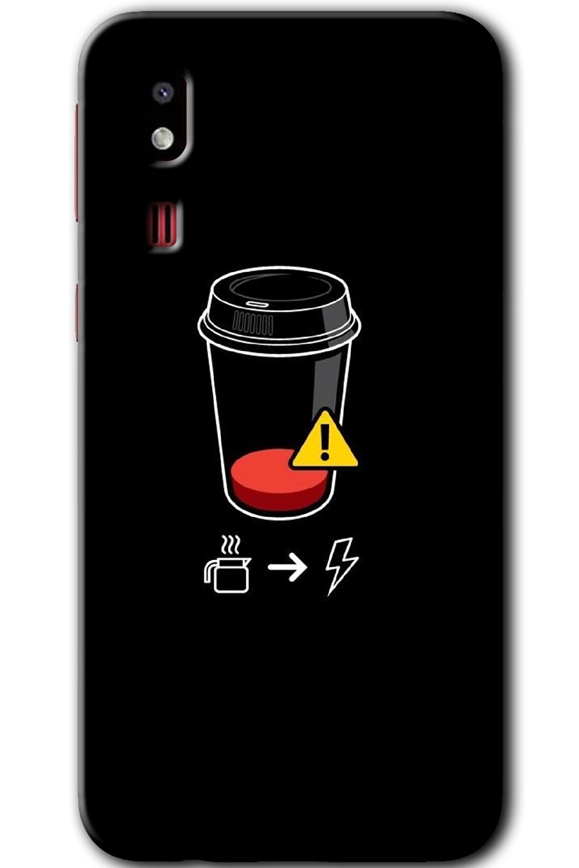 Galaxy A2 Core Kılıf HD Desen Baskılı Arka Kapak - Coffee Battery 