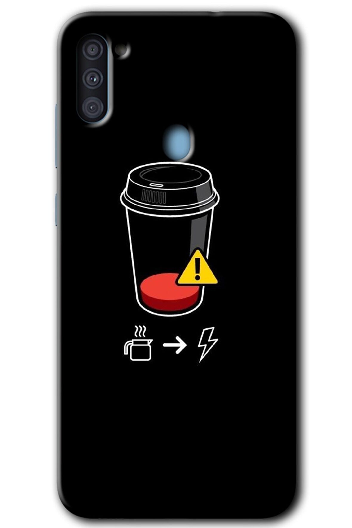 Galaxy M11 Kılıf HD Desen Baskılı Arka Kapak - Coffee Battery 