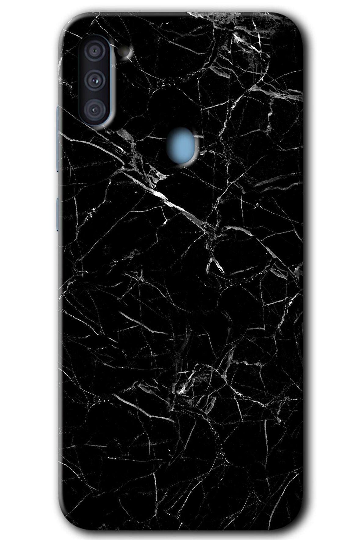 Galaxy M11 Kılıf HD Desen Baskılı Arka Kapak - Siyah Mermer 