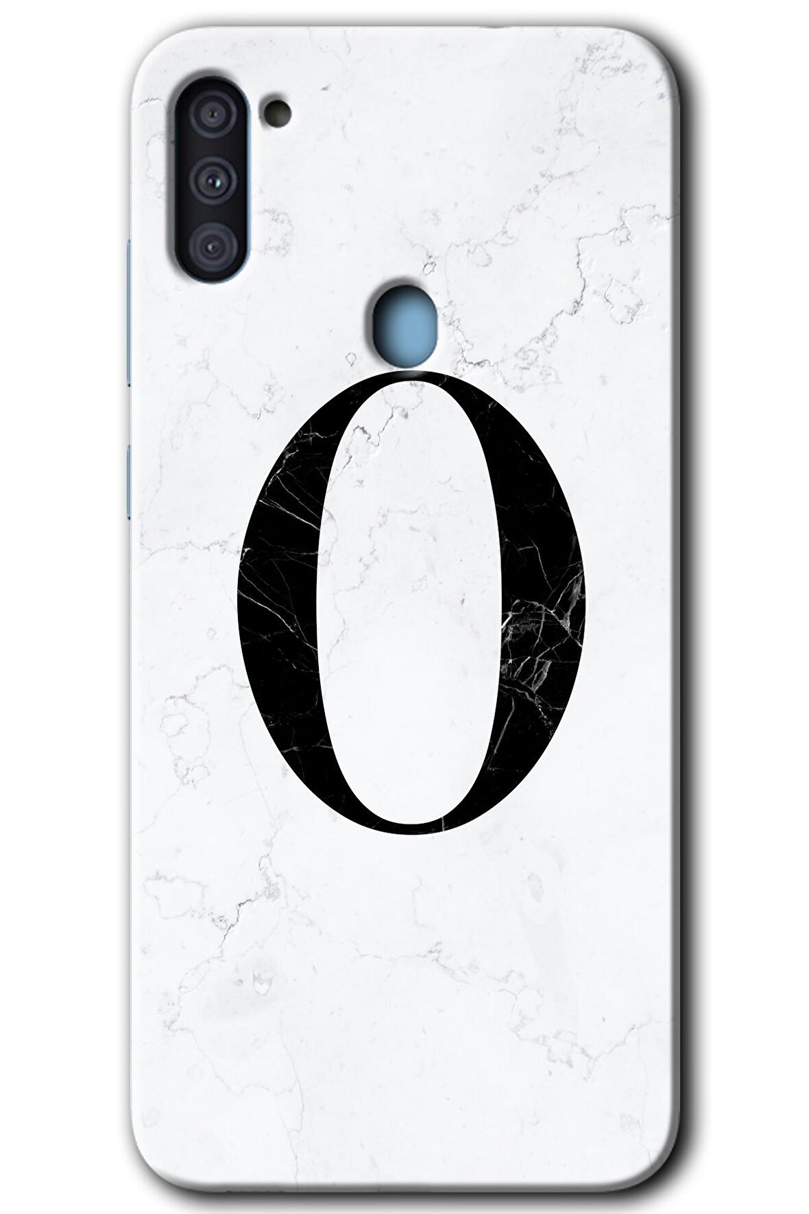 Galaxy M11 Kılıf HD Desen Baskılı Arka Kapak - Beyaz Mermer Desenli O Harfi 
