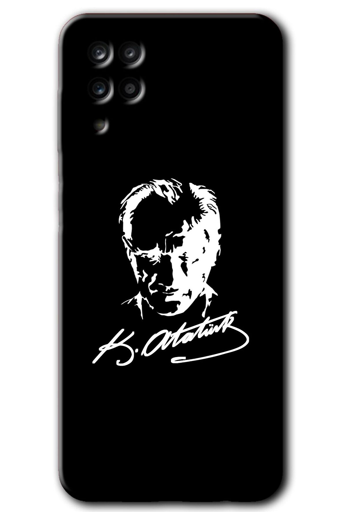 Galaxy M12 Kılıf HD Desen Baskılı Arka Kapak - Atatürk Silüet İmza 