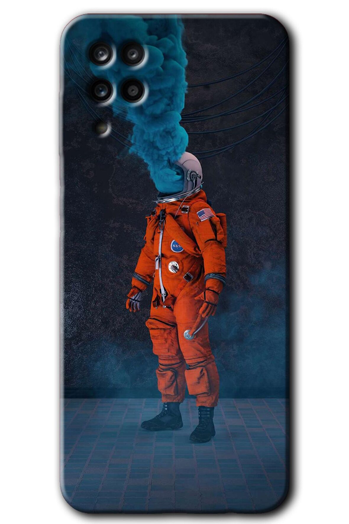 Galaxy M12 Kılıf HD Desen Baskılı Arka Kapak - Smoke Astronot 