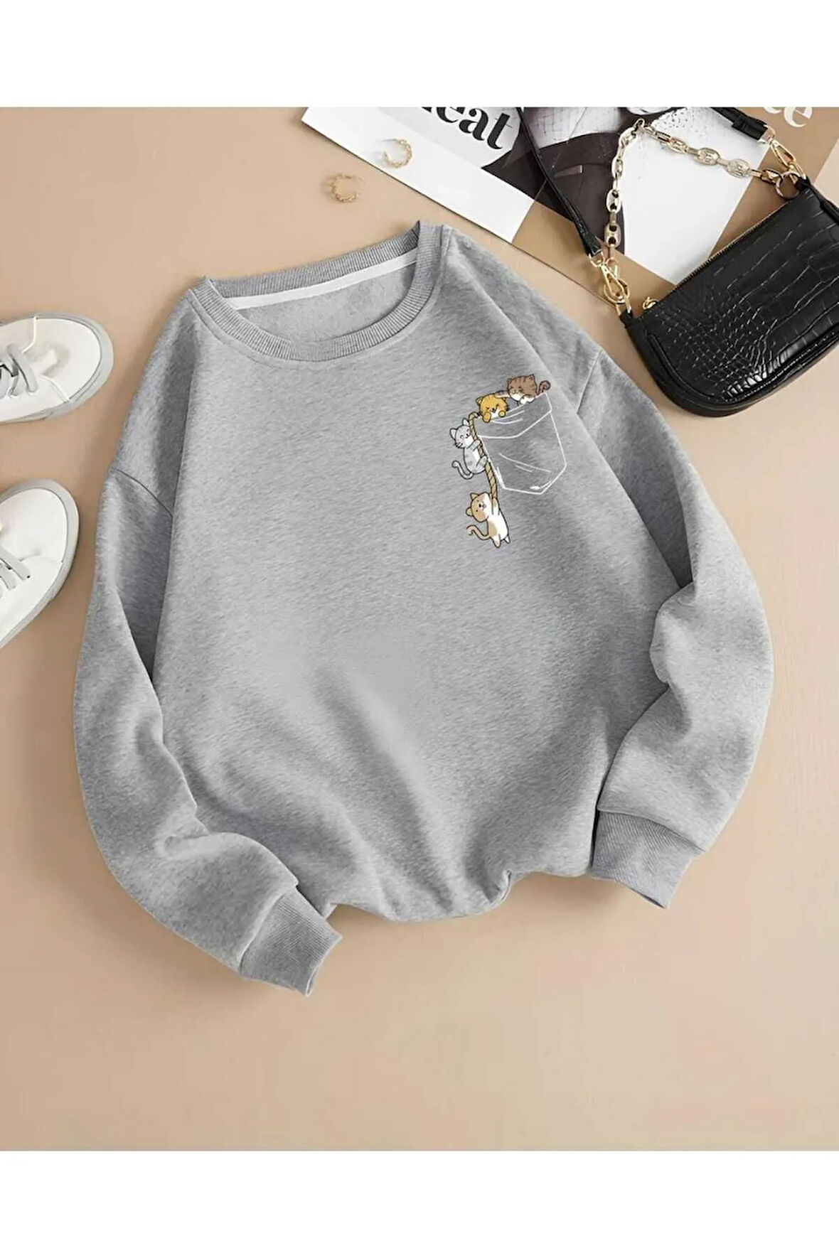 Malkoçbey oyaka baskılı cep baskılı  sweatşhirt