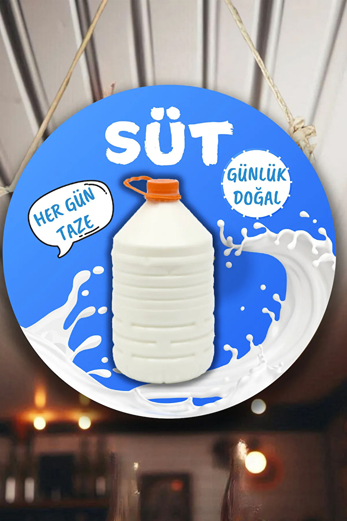 Günlük Süt Dükkanı için Duvar, Kapı, Çift Taraflı Askılı Pano Karşılama Tabelası, Süt Mandıra Süsü
