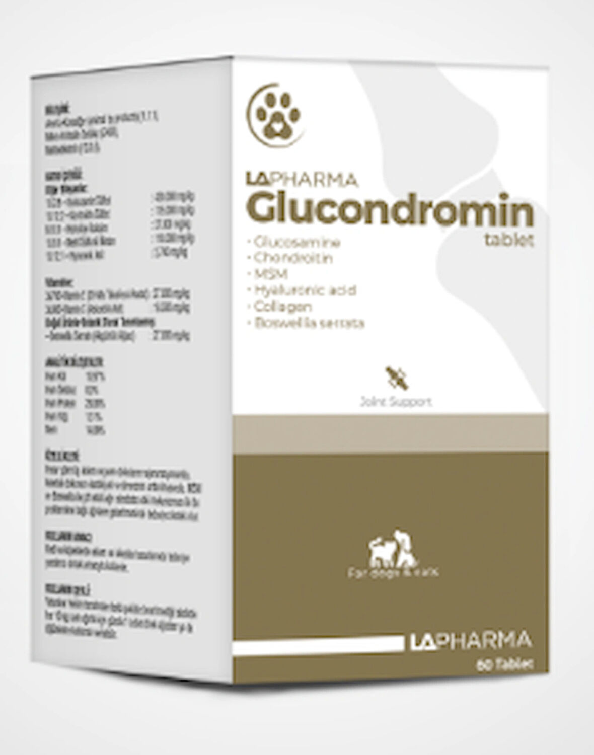 Lapharma Glucondromin Kedi Köpek Glukozamin Kondroitin Kolajen Takviye Tablet 60 Tablet