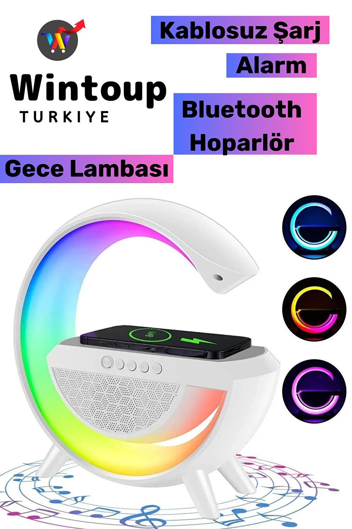 Kablosuz Masaüstü Hoparlörü Şarj Standı Çalar Saat Alarm G Şekil Müzik Makinesi