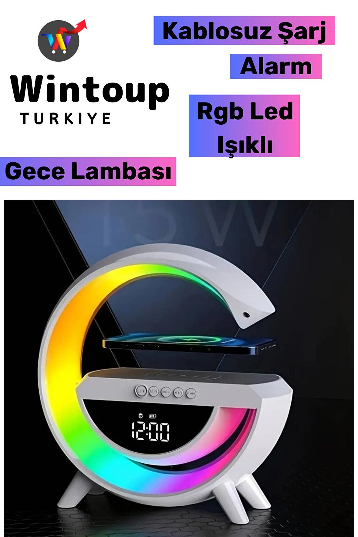 G Hoparlör Led Işıklı Rgb Aydınlatma Kablosuz Şarj Bluetooth Hoparlör Speaker 15 Watt Beyaz