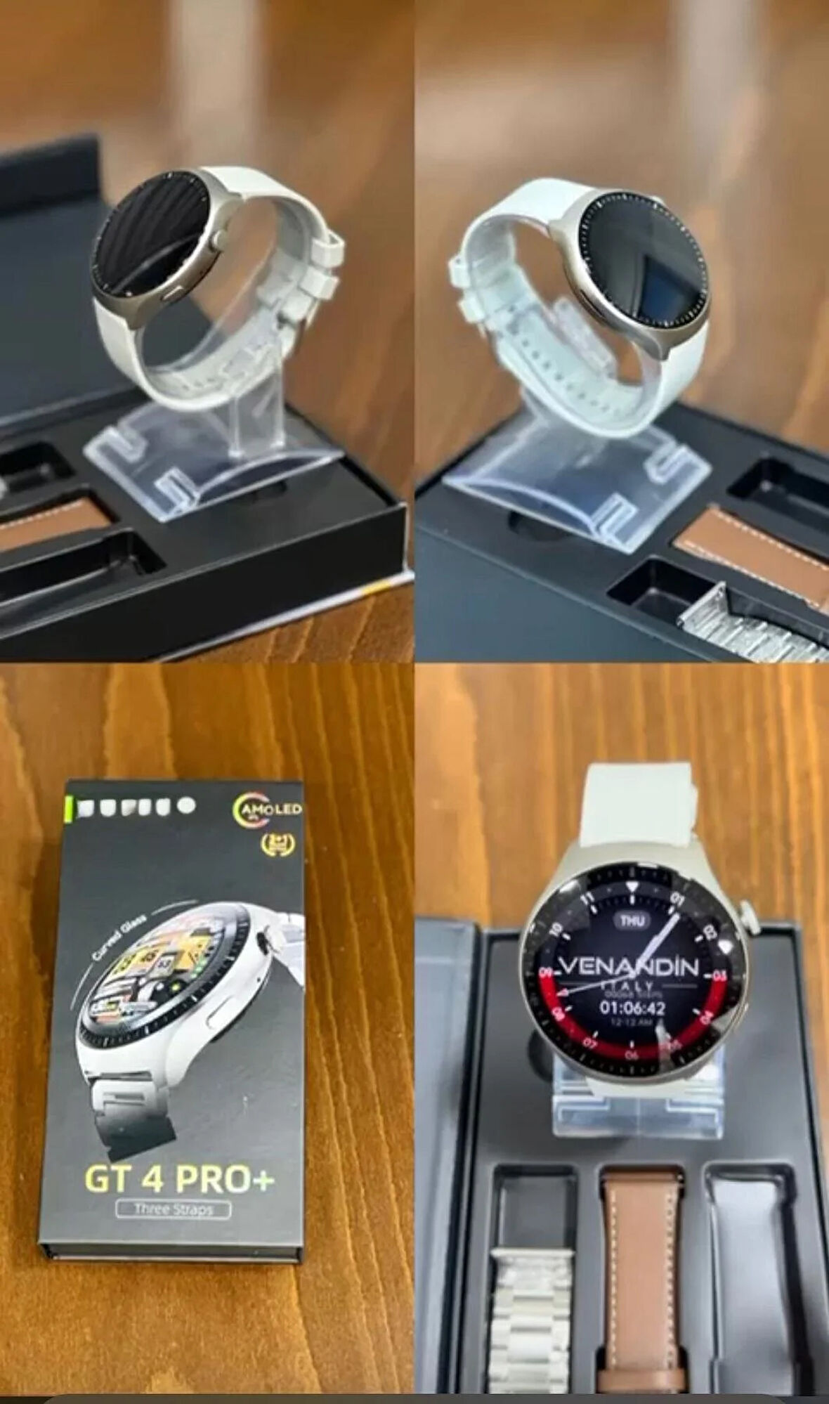 GT4 Pro Plus Kavisli Amoled Ekranlı, 3 Kordonlu Akıllı Saat