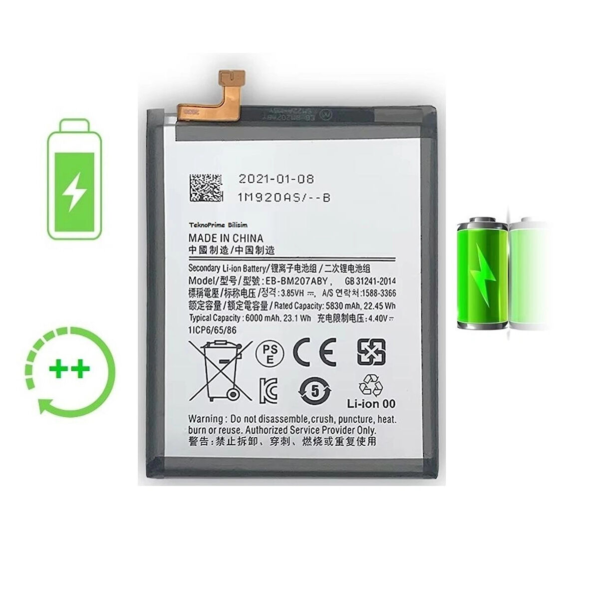  Samsung Galaxy M30S M307F ile Uyumlu Güclendirilmis İthal Pil Batarya