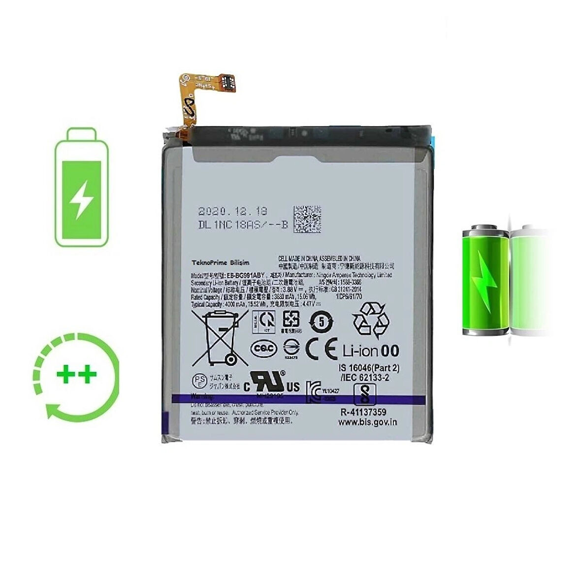  Samsung Galaxy S21 G991F ile Uyumlu Güclendirilmis İthal Pil Batarya