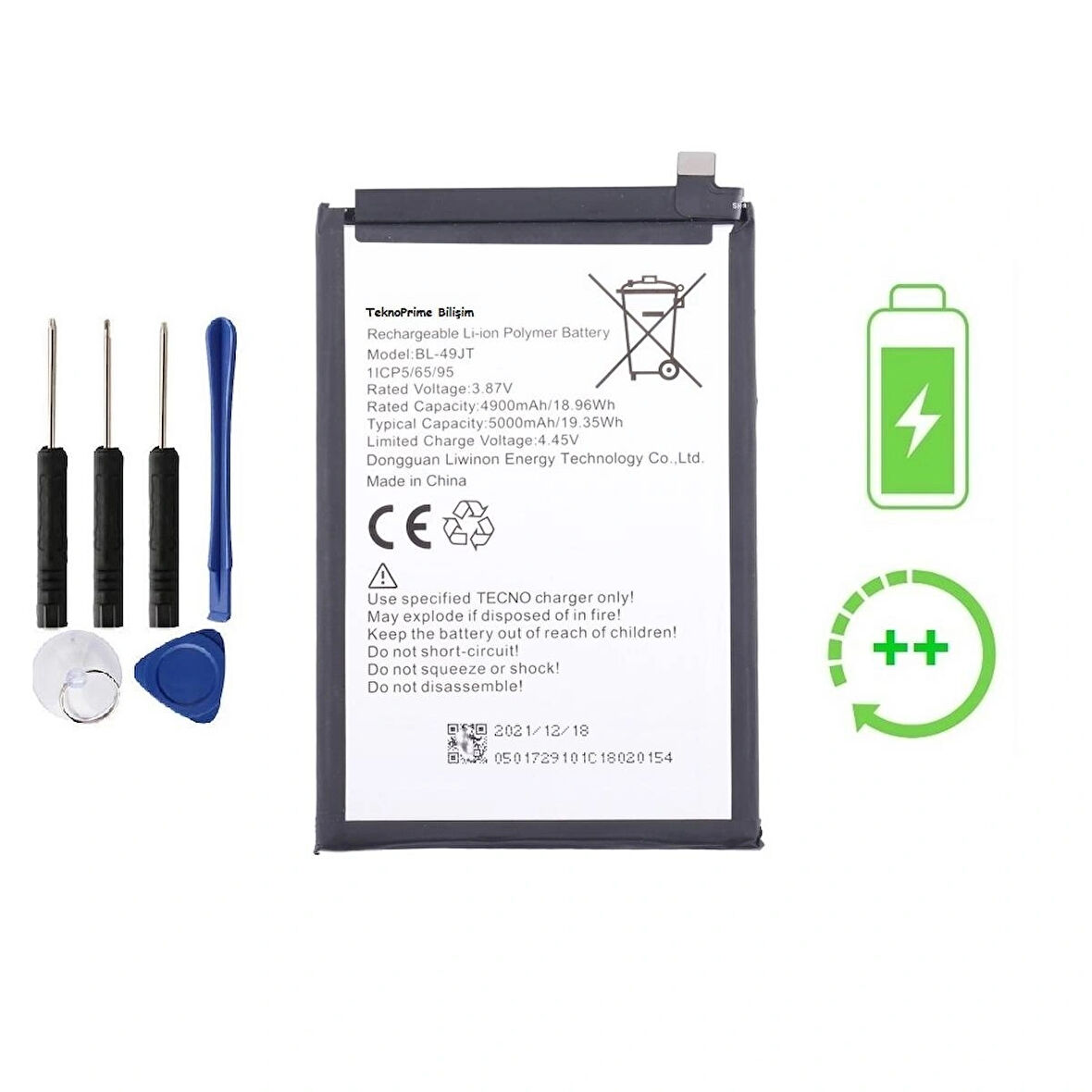  Tecno Spark 18P ile Uyumlu  Güclendirilmis İthal Pil Batarya BL-49JT