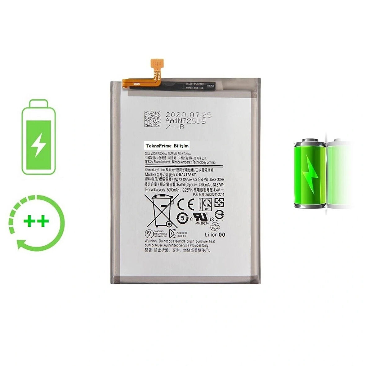  Samsung Galaxy A21S A217 ile Uyumlu Güclendirilmis İthal Pil Batarya