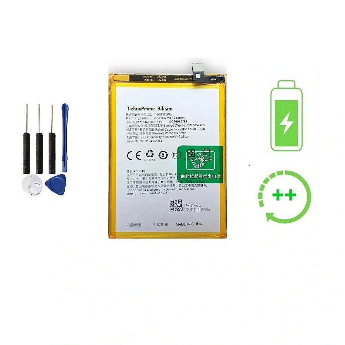 Oppo A92 İle Uyumlu  Güclendirilmis İthal Pil Batarya BLP781