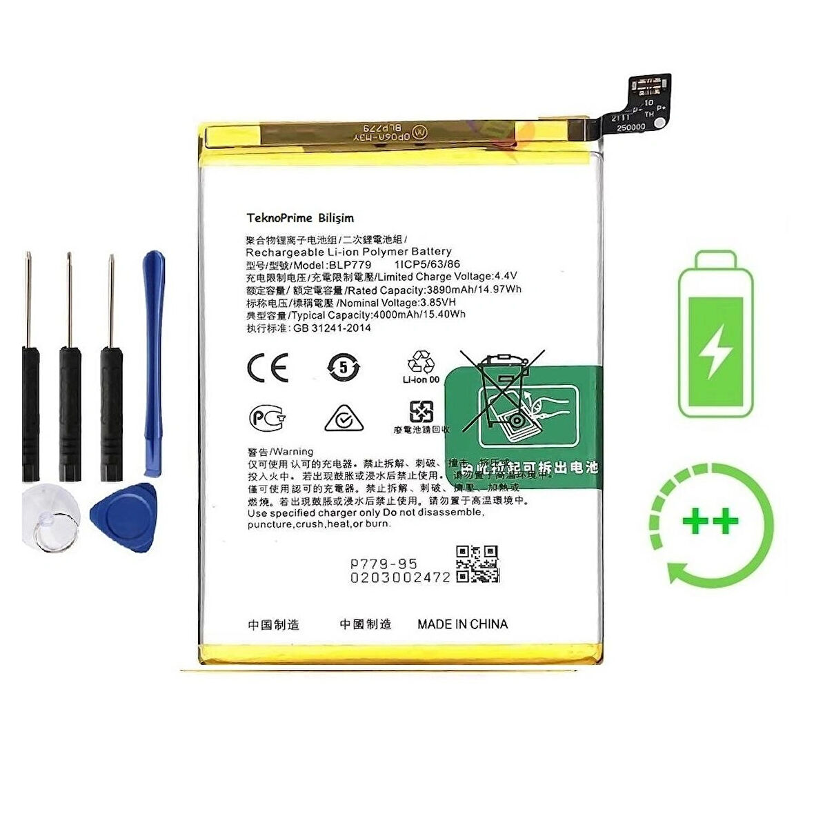 Oppo A93 İle Uyumlu  Güclendirilmis İthal Pil Batarya BLP779