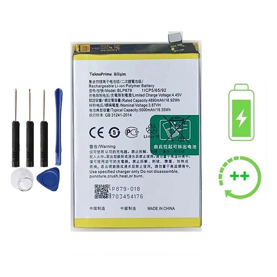 Oppo A96 İle Uyumlu  Güclendirilmis İthal Pil Batarya BLP879