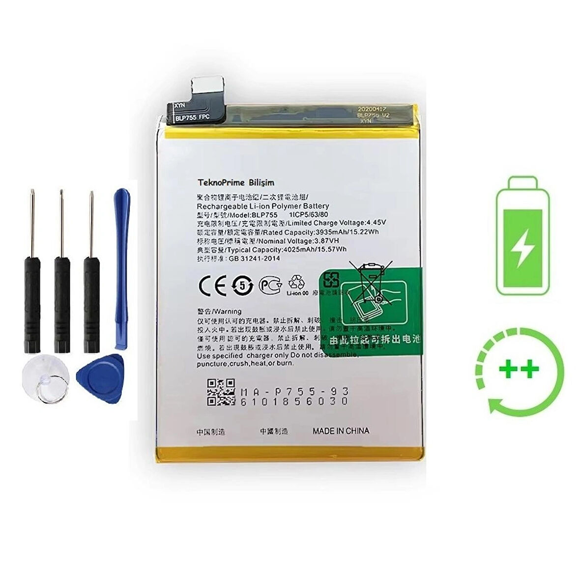 Oppo Reno 3 İle Uyumlu  Güclendirilmis İthal Pil Batarya BLP755