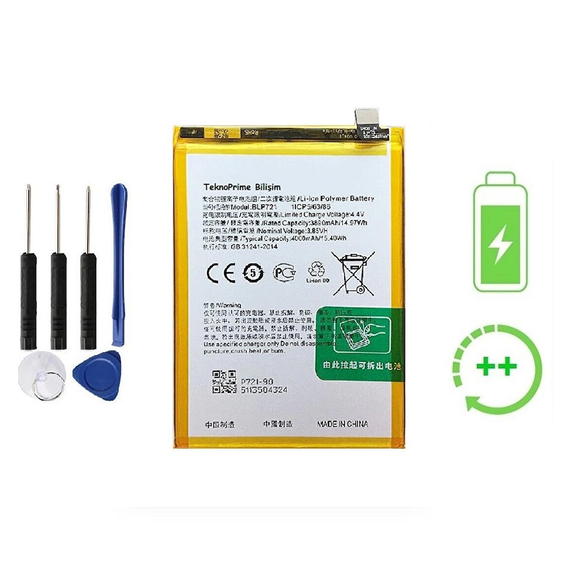 Realme C2 İle Uyumlu  Güclendirilmis İthal Pil Batarya BLP721