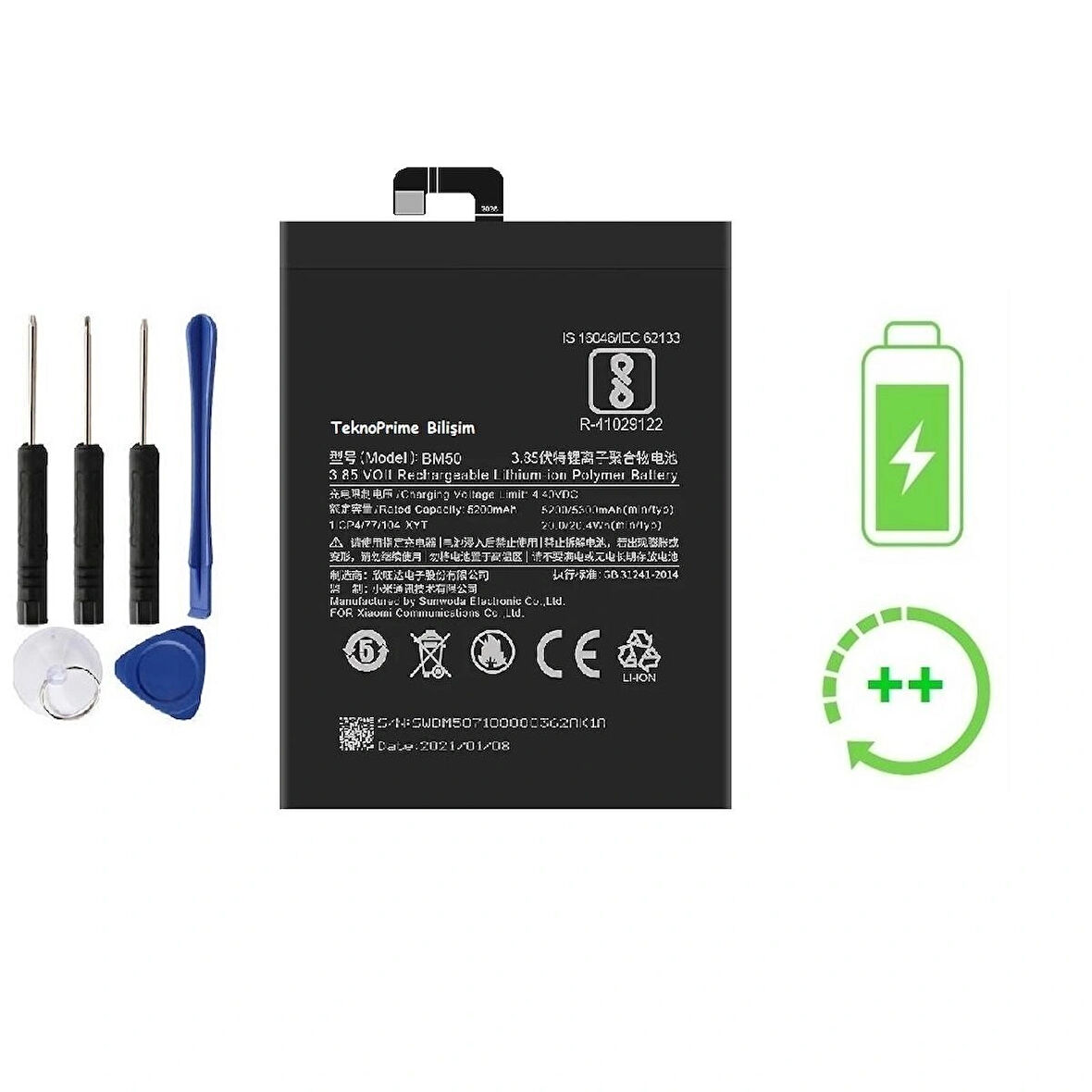 Xiaomi Mi Max 2 İle Uyumlu  Güclendirilmis İthal Pil Batarya BM50
