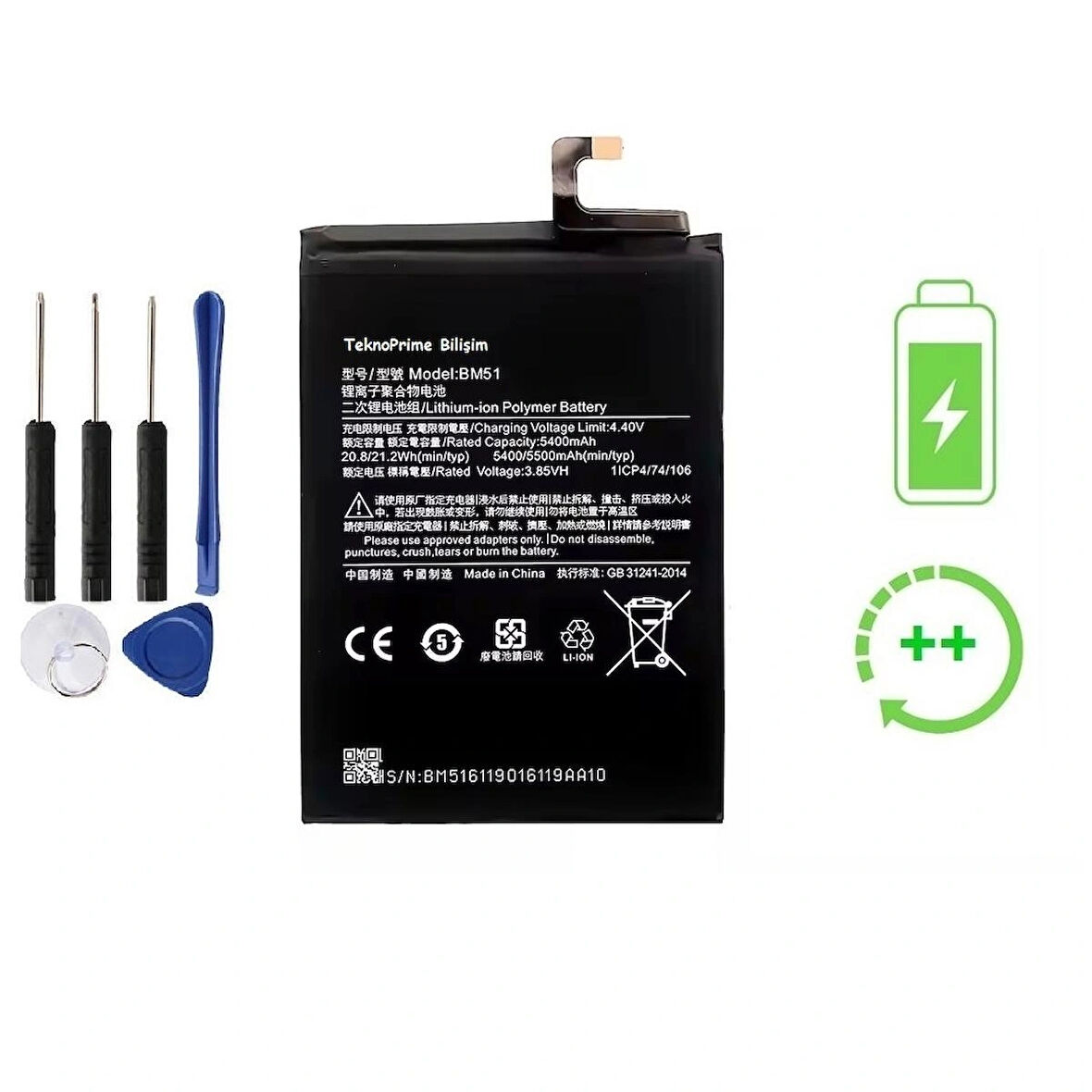 Xiaomi Mi Max 3 İle Uyumlu  Güclendirilmis İthal Pil Batarya BM51