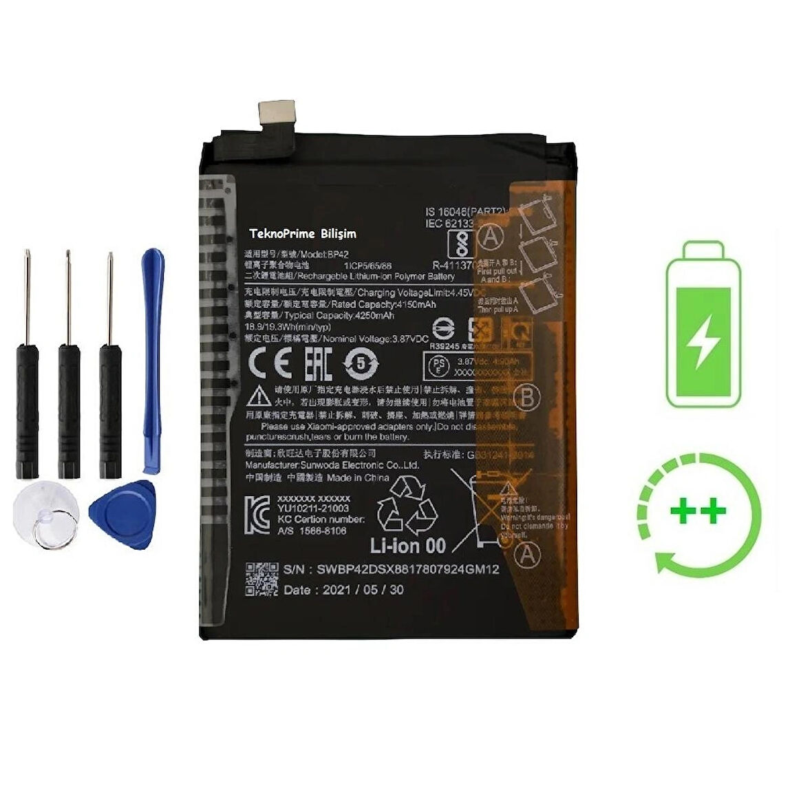 Xiaomi Mi 11 Lite 5G İle Uyumlu  Güclendirilmis İthal Pil Batarya BP42