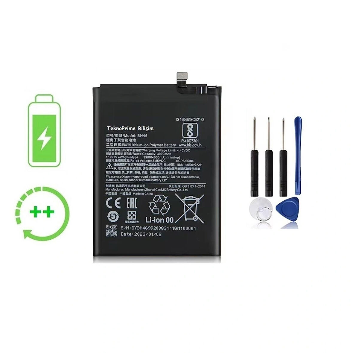 Xiaomi Redmi 7 İle Uyumlu Güclendirilmiş İthal Pil Batarya BN46