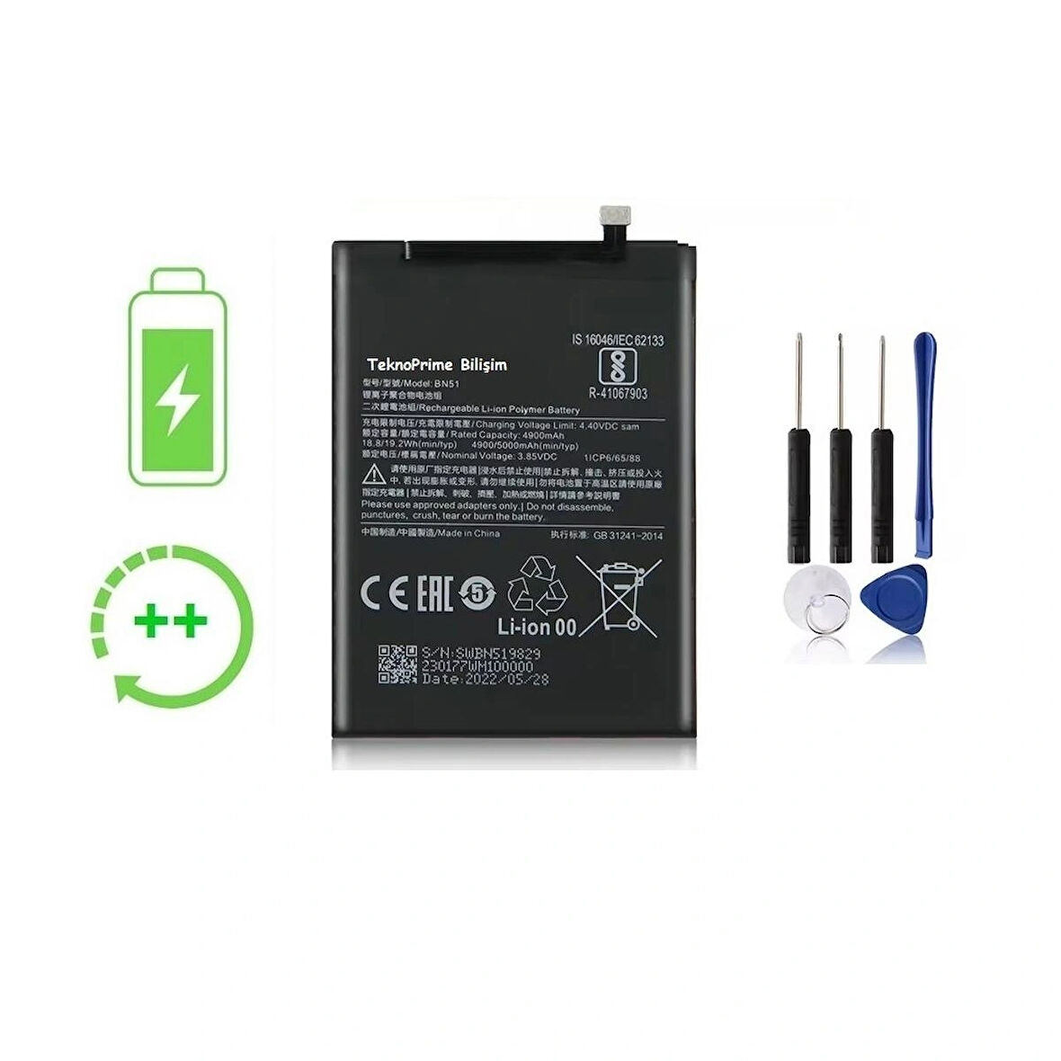 Xiaomi Redmi 8 İle Uyumlu Güclendirilmiş İthal Pil Batarya BN51