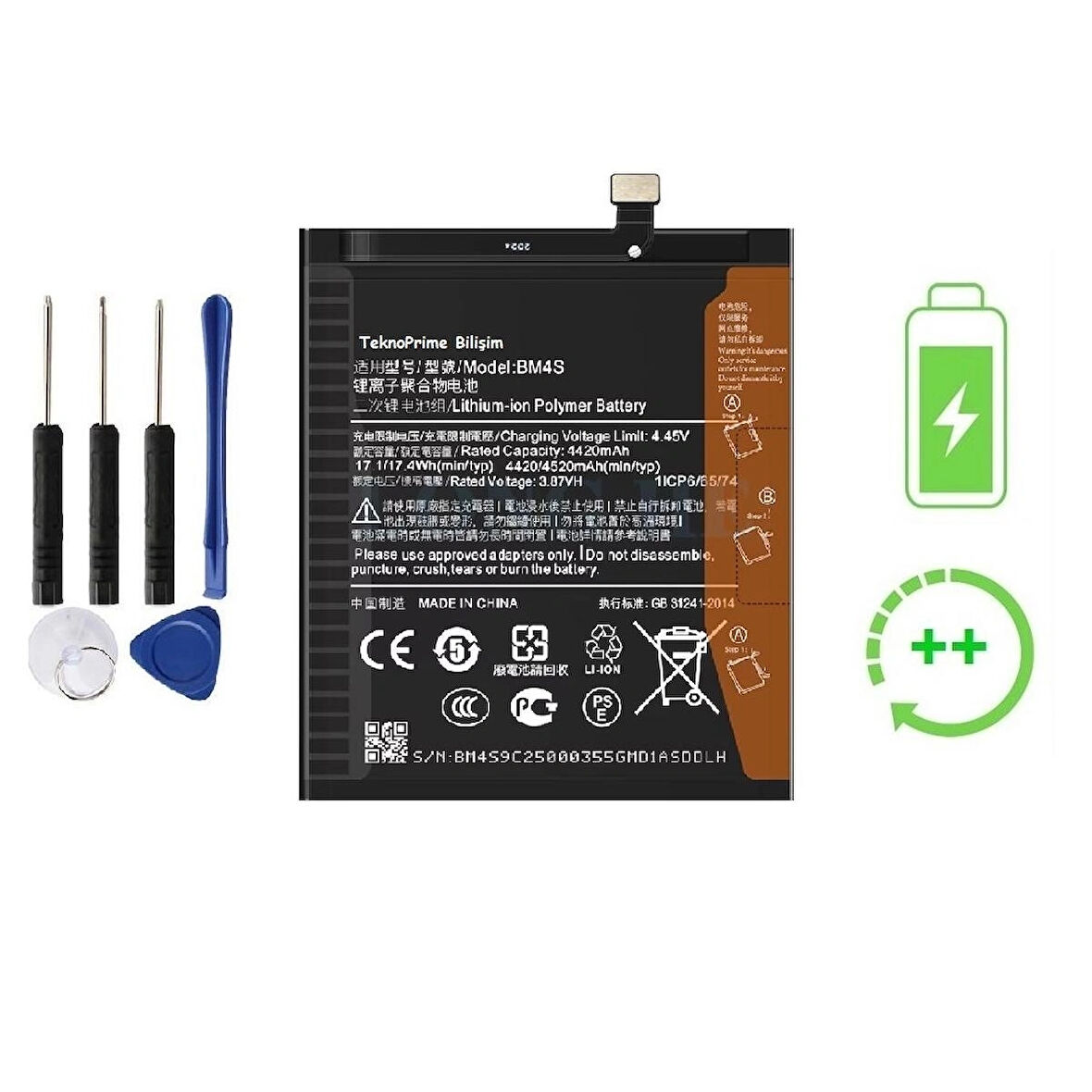 Xiaomi Redmi 10x 5G İle Uyumlu Güclendirilmiş İthal Pil Batarya BM4S