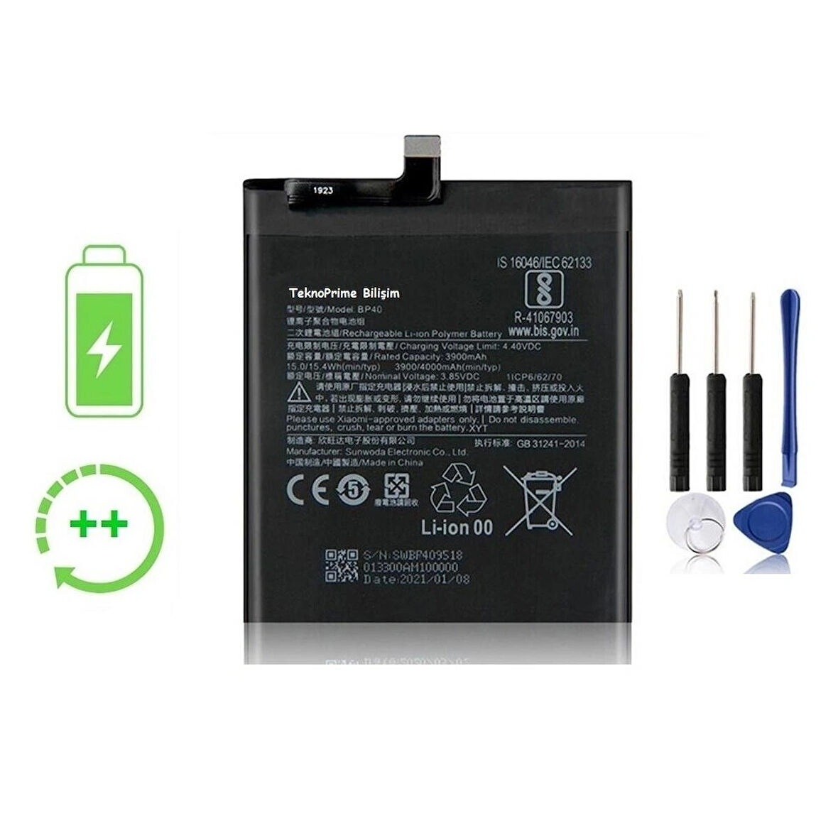 Xiaomi Redmi K20 Pro İle Uyumlu Güclendirilmiş İthal Pil Batarya BP40