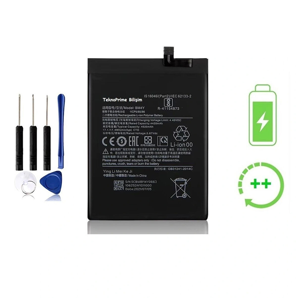 Xiaomi Redmi K40 İle Uyumlu Güclendirilmiş İthal Pil Batarya BM4Y