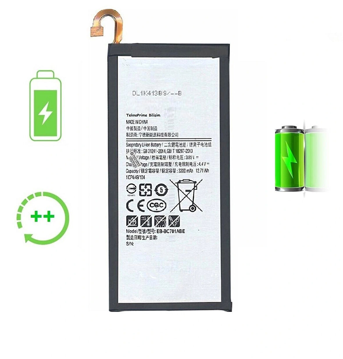  Samsung Galaxy C7 Pro C7010 ile Uyumlu Güclendirilmis İthal Pil Batarya