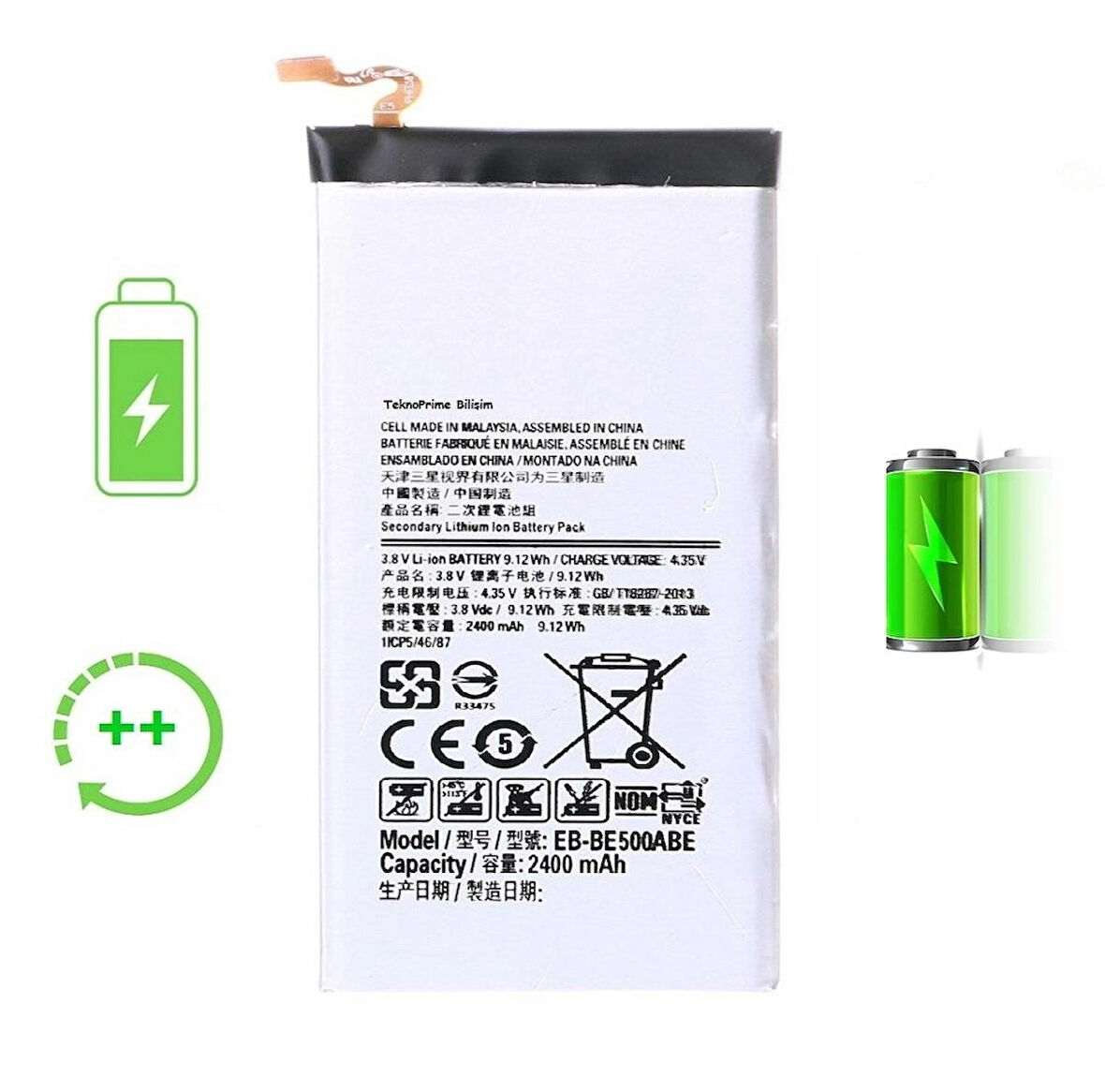  Samsung Galaxy E5 E500F ile Uyumlu Güclendirilmis İthal Pil Batarya