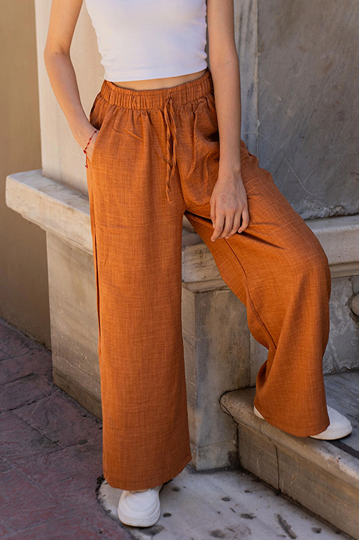 Kadın Yüksek Bel Bol Paça Pantolon