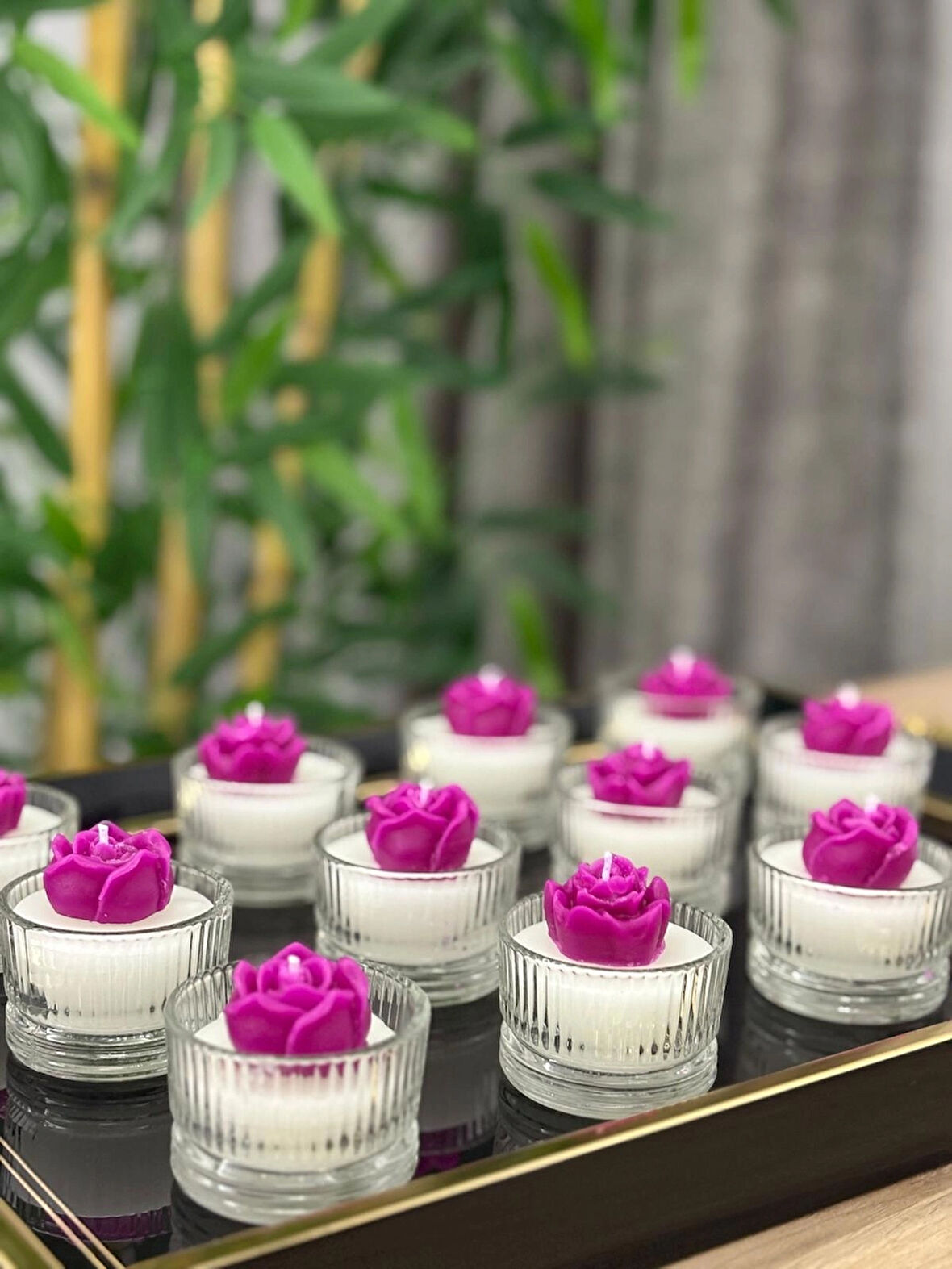 Söz Nişan Nikah Sünnet Hediyesi Şeffaf Asetatlı Kutuda Süslemeli Tasarım Gül Mum