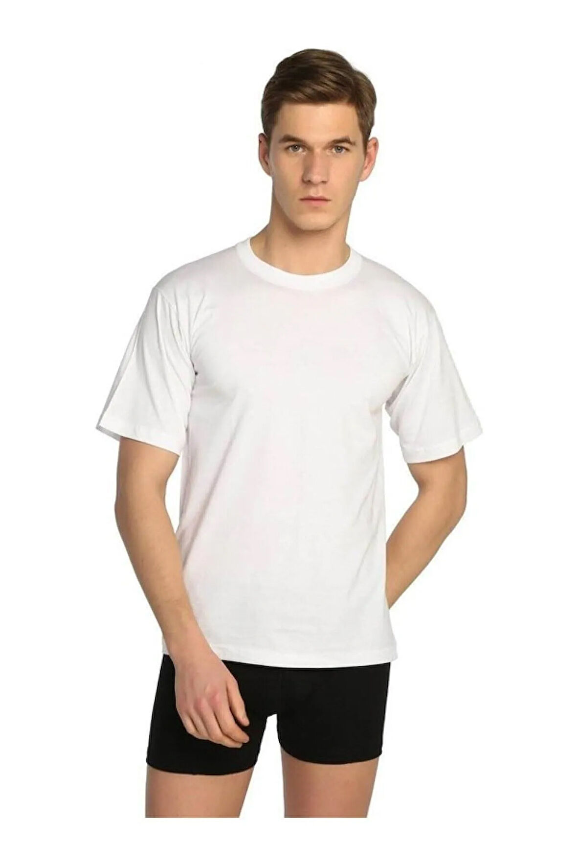 6 Adet Beyaz Renk 0 Yaka Atlet Fanila