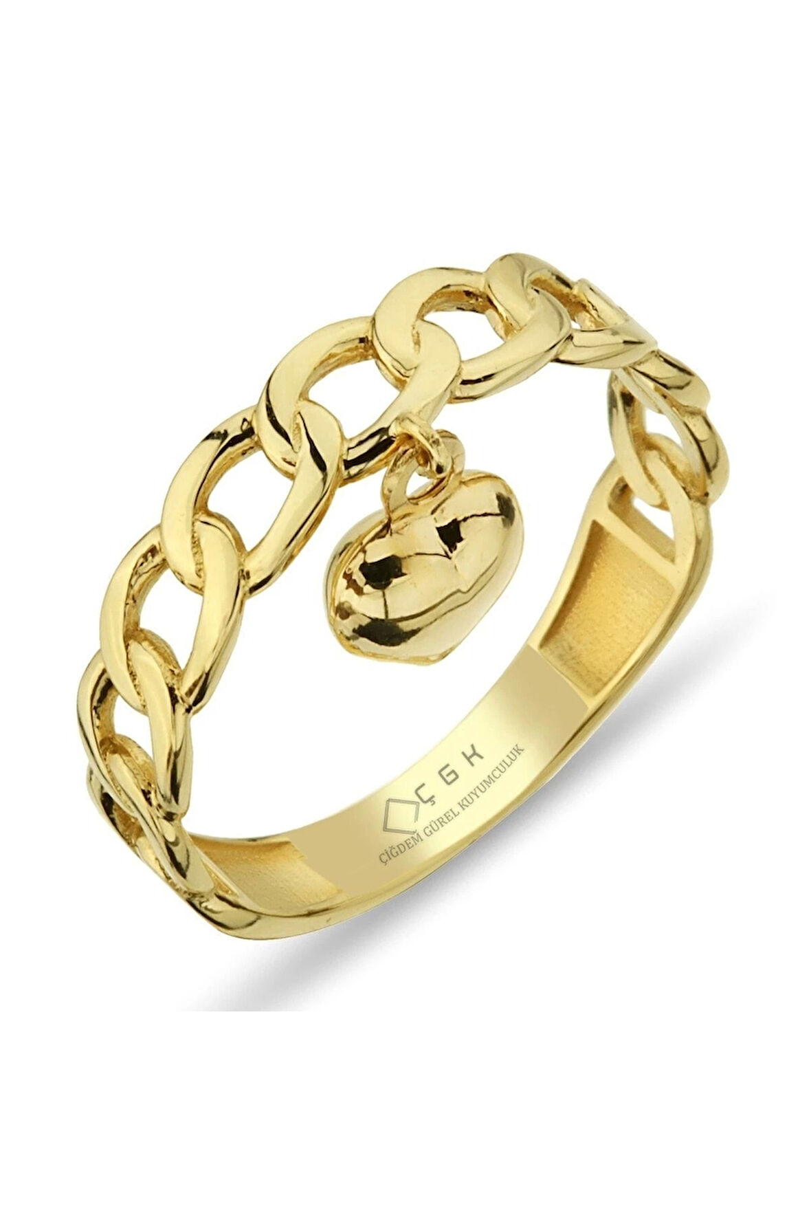 14 Ayar Kalp Sallantılı Altın Yüzük