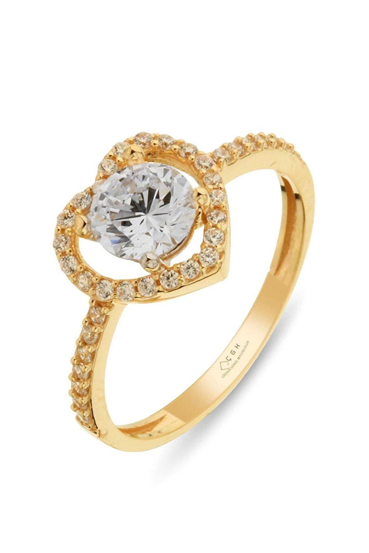 Kalp Tektaş Altın Yüzük Zytt003