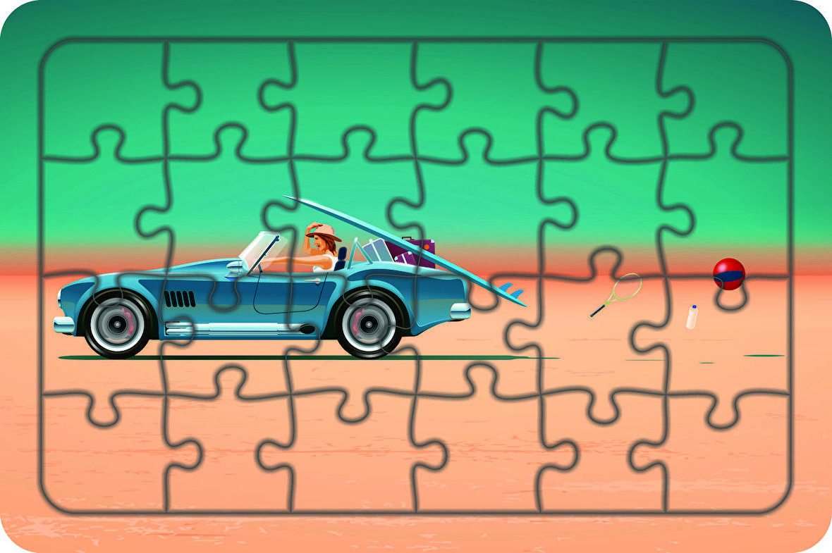 Sörfcü Kız Yolda 24 Parça Ahşap Çocuk Puzzle Yapboz