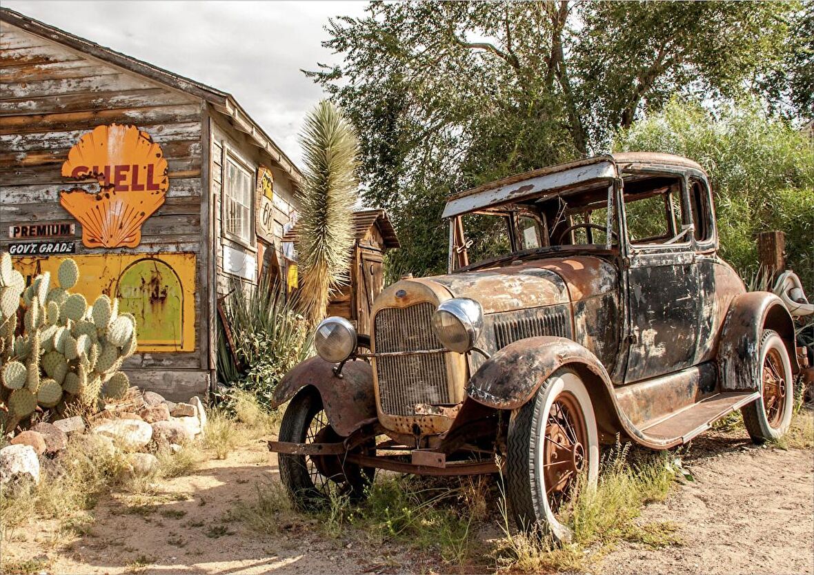 Route 66 Car 1000 Parça Ahşap Puzzle Yapboz