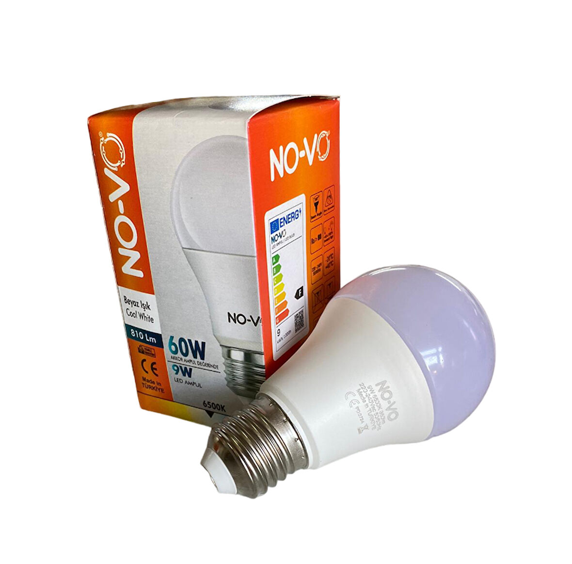 No-Vo 9 watt Led 60W Akkor Ampul Değerinde E27 Led Ampul Beyaz Işık